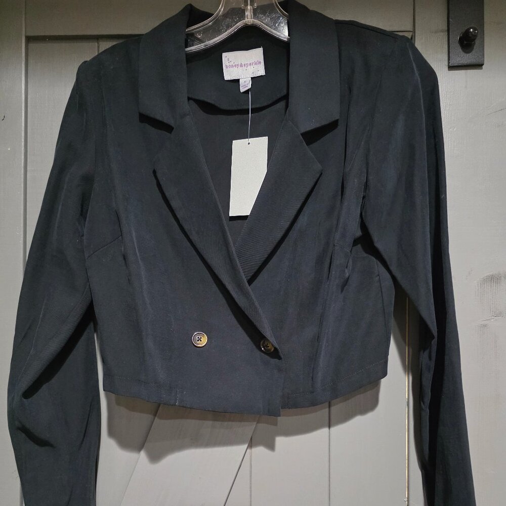 Honey & Sparkle Short Blazer - Black